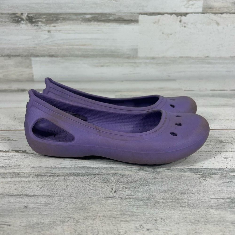 Crocs Junior Girls Kadee Ballet Flats Purple Comfort Shoes Lightweight Size J1